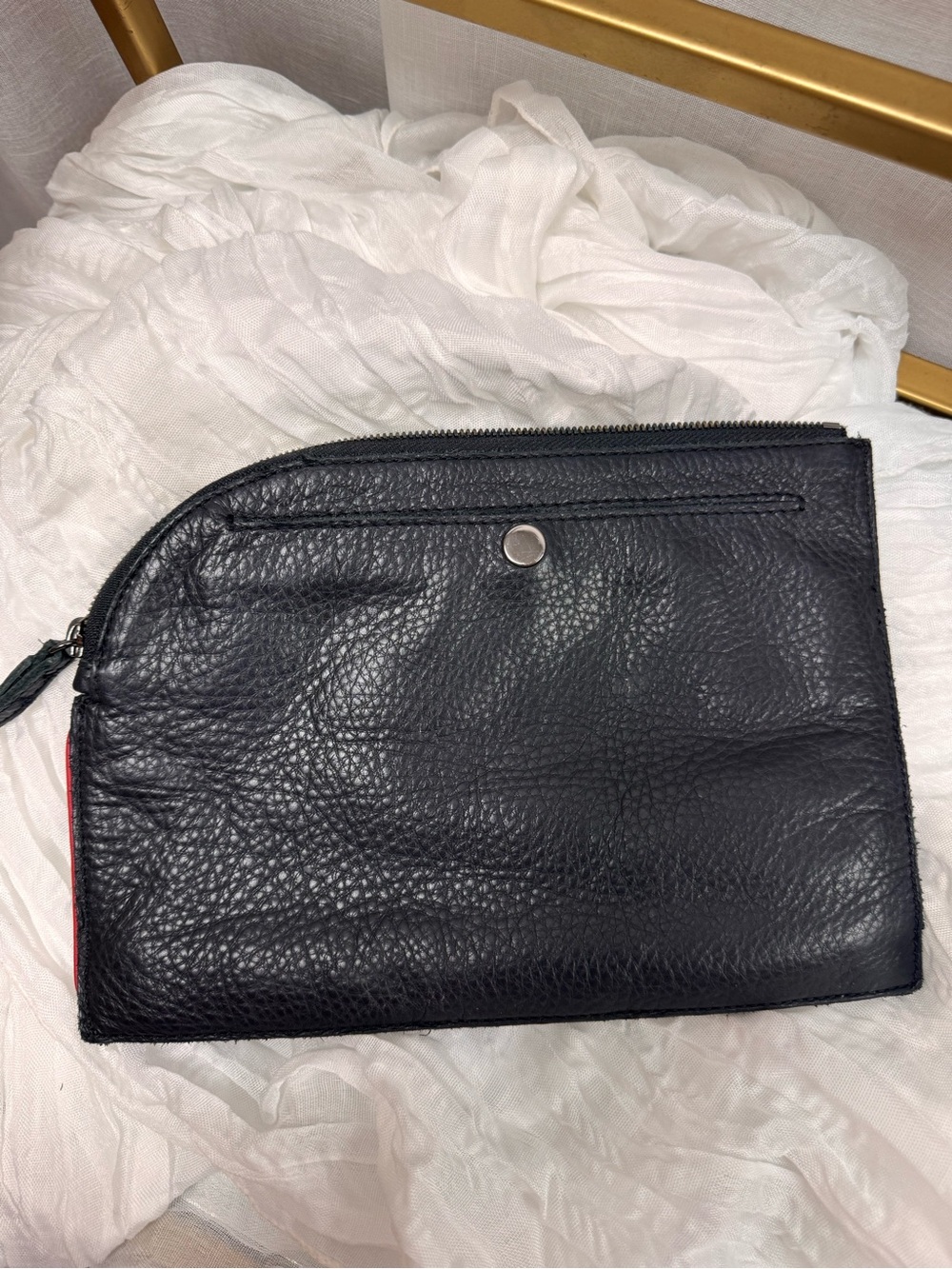 Hammitt Black Pebbled Leather Wristlet Clutch
